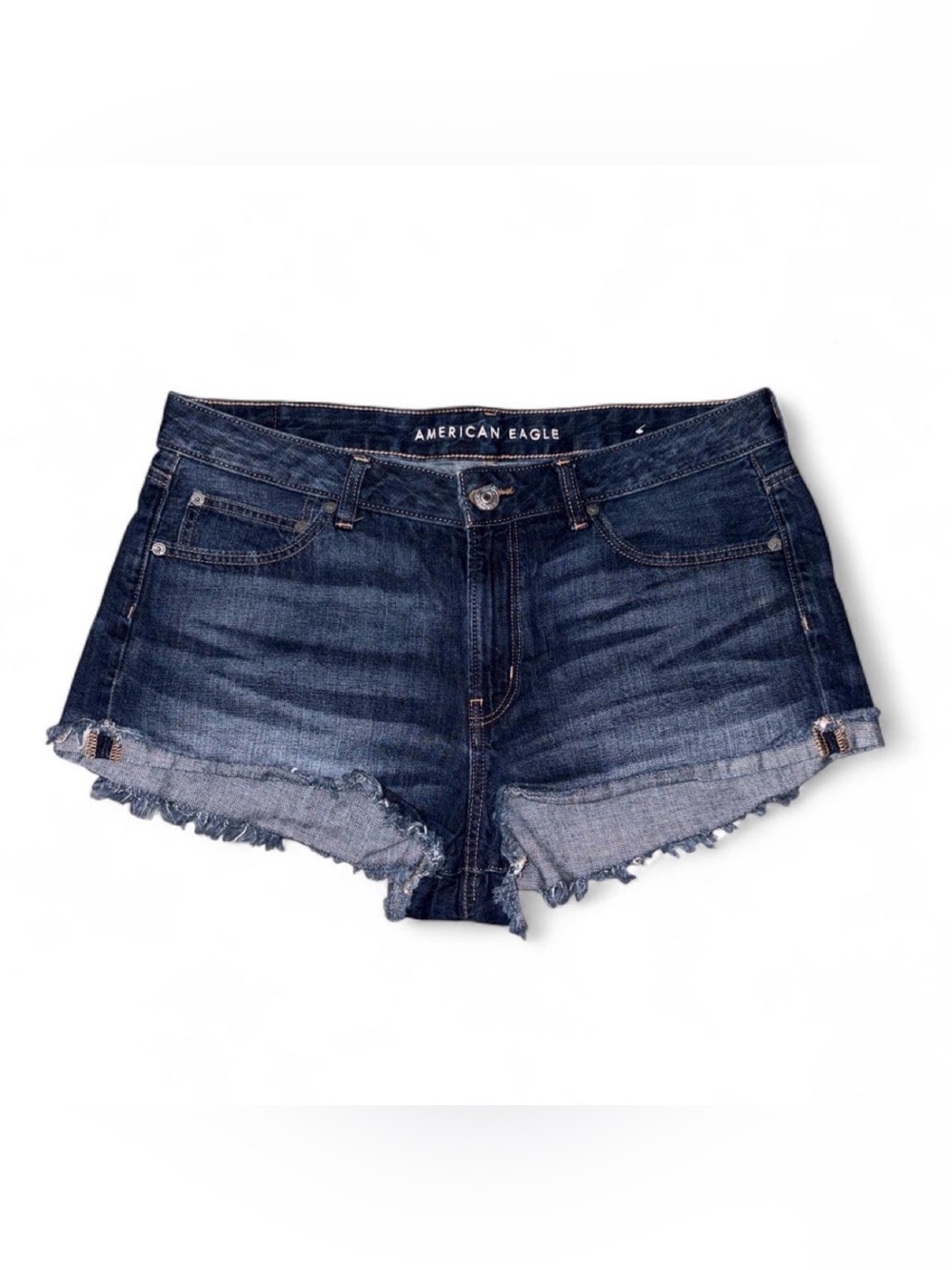 American Eagle Outfitters Indigo Frayed Hem Denim Shorts